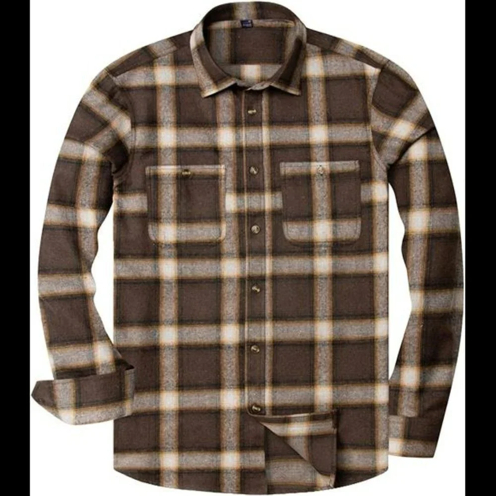 Men's Button Down Regular Fit Long Sleeve Plaid Flannel Casual Shirts